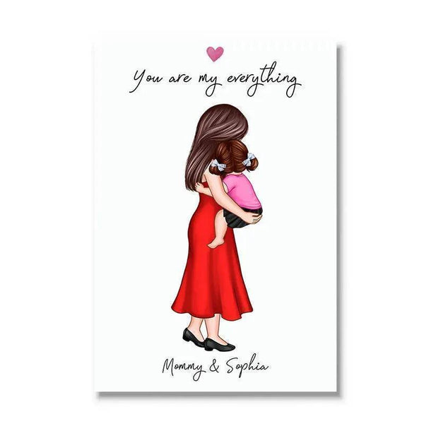 Mother's Embrace - 'You Are My Everything' Personalized Poster with Mom & Child - A Heartfelt Gift for Mother's Day