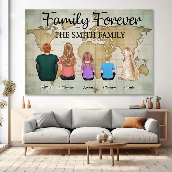 Our World Together - "Family Forever" Personalized Poster or Canvas - A Heartwarming Gift for Home