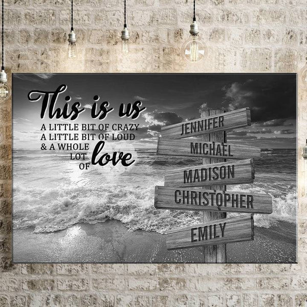 Ocean Sunset Personalized "THIS IS US" Multi-Names Premium Canvas Poster
