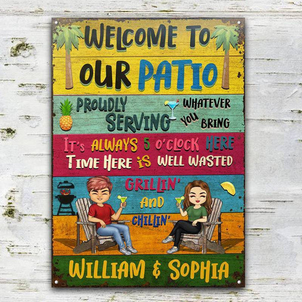 Patio Welcome Grilling Proudly Serving Whatever You Bring - Backyard Sign - Personalized Custom Classic Metal Signs(include nails)
