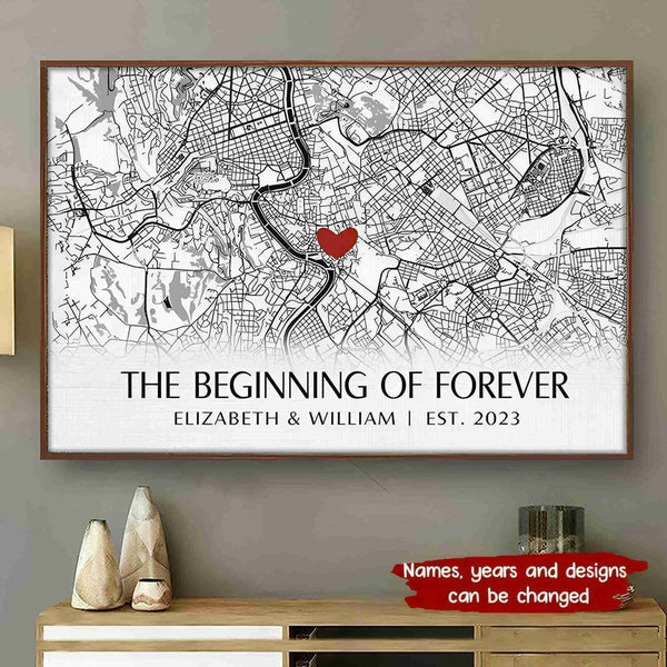 Love's Origin Story - 'Where It All Began' Personalized Horizontal Poster - Ideal Gift for Couples on Anniversaries & Valentine's Day