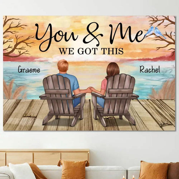 Seaside Memories - Personalized Vintage Beach Couple Poster or Canvas - A Timeless Anniversary Gift for Him & Her